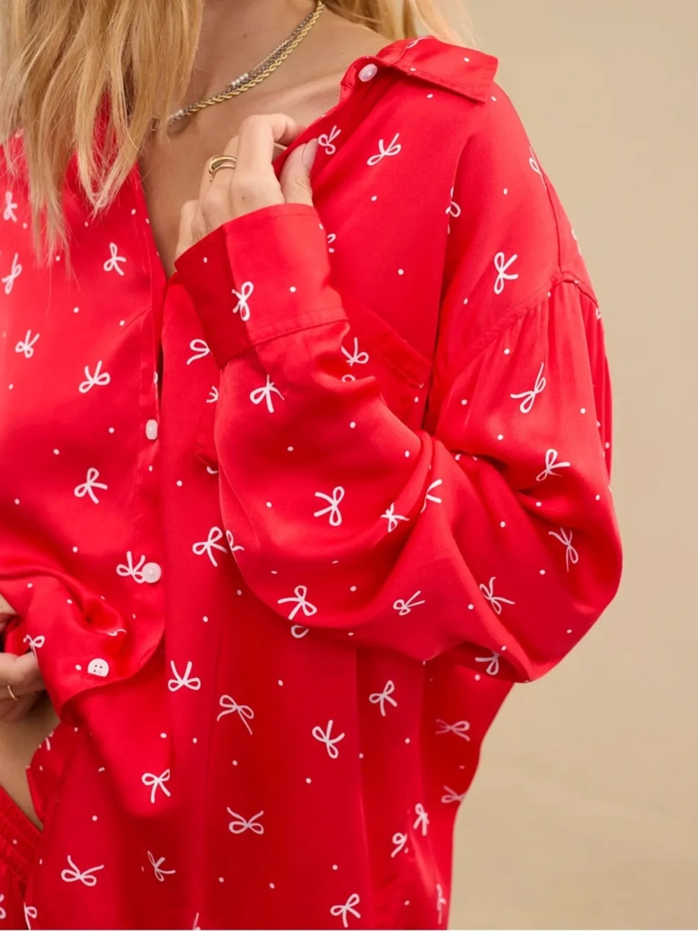 ✨Aerie Off-Duty Satin Shirt Sleepwear Size L